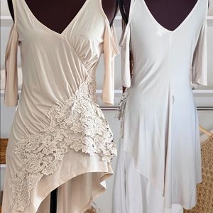 Lace Cream Cold shoulder Top| Venus Spring Blouse| Lace/Gold Flower trimmings S